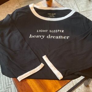 kate spade Black and White 'Light Sleeper Heavy Dreamer' 3/4 Sleeve Top